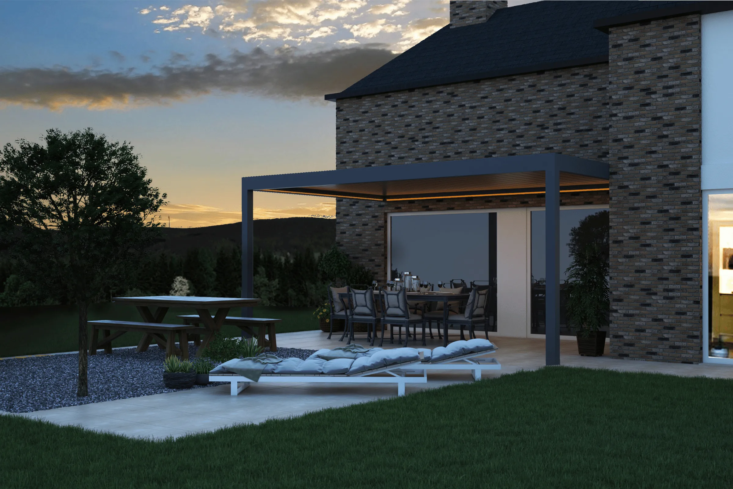 Pergola z lamelami — widok detalu