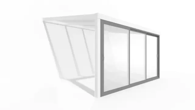 Schemat Topstyle 20 z trzema szybami przesuwnymi w ramie aluminiowej na froncie